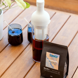 Cold brew coffee and bag of Dimattina Coffee 250g summer blend