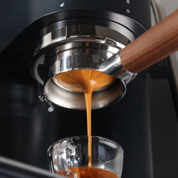 Espresso pouring from the Meraki Gen 2 home espresso machin