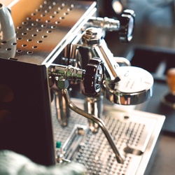 Close-up of a Rocket Appartamento espresso machine