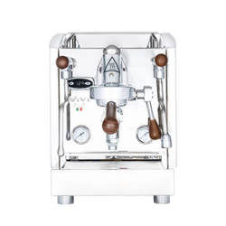 A silver Izzo Vivi PID espresso machine with a digital display, pressure gauges, and a group head attachment.